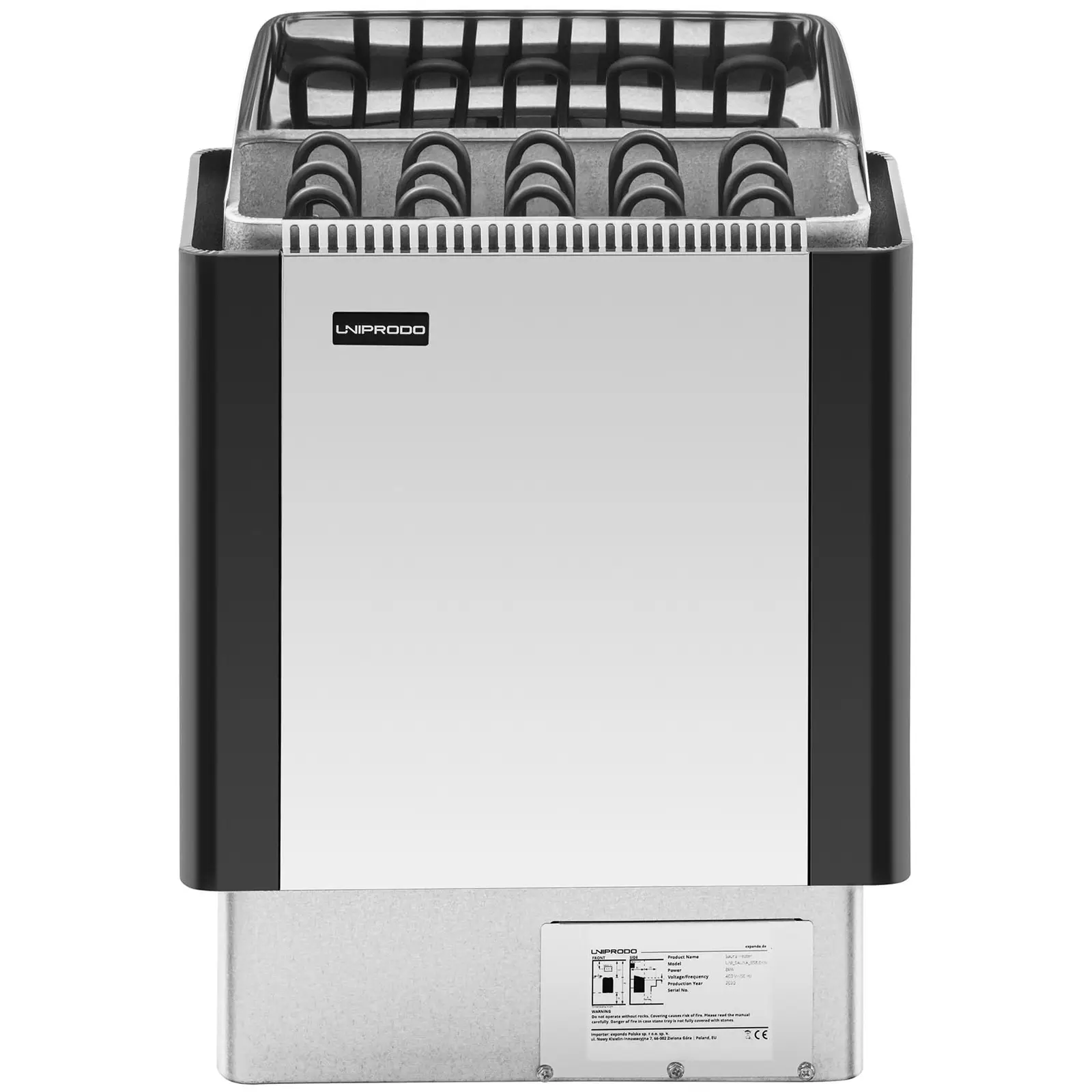 Saunaofen - 8 kW - 30 bis 110 °C - Edelstahlblende