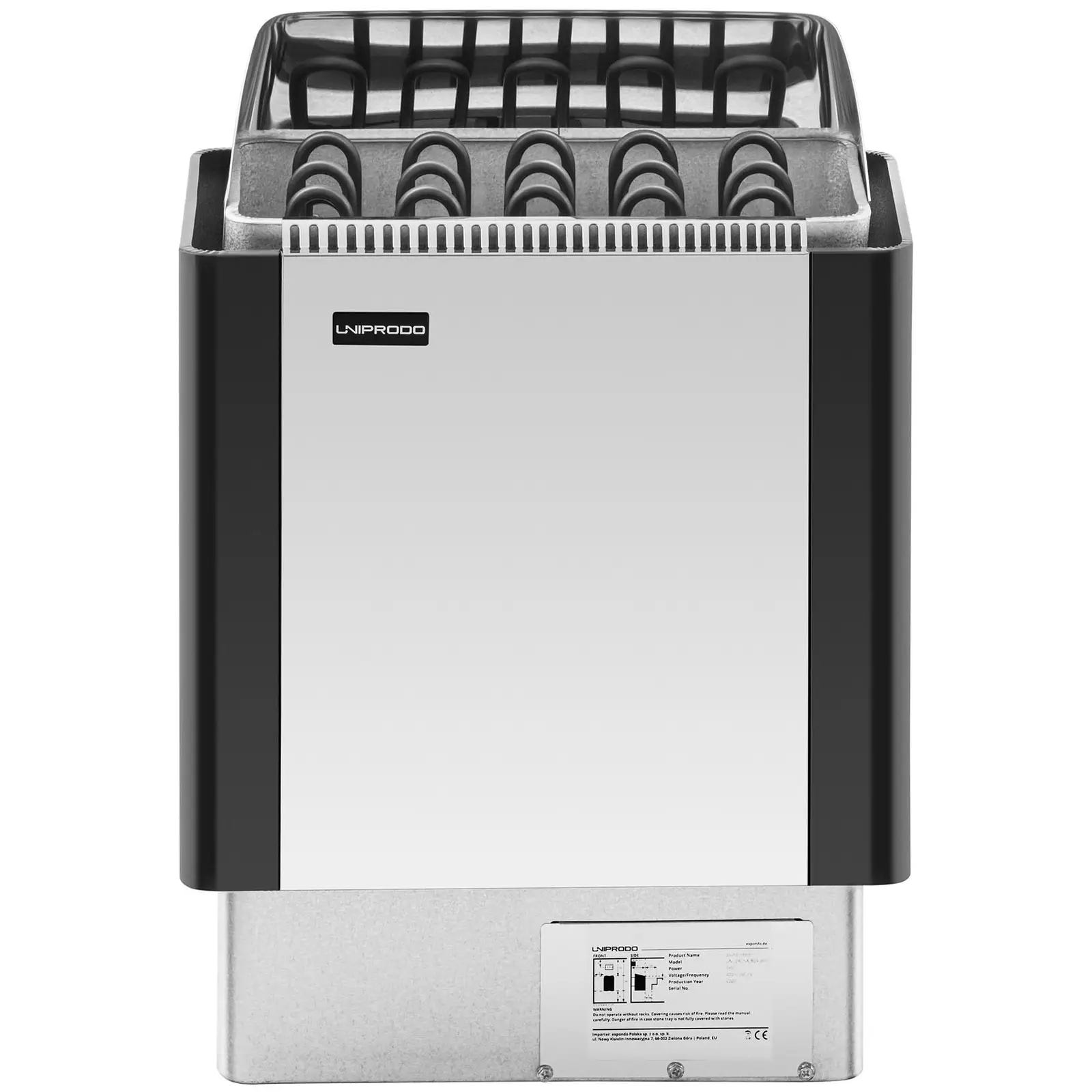 Saunaofen - 9 kW - 30 bis 110 °C - Edelstahlblende