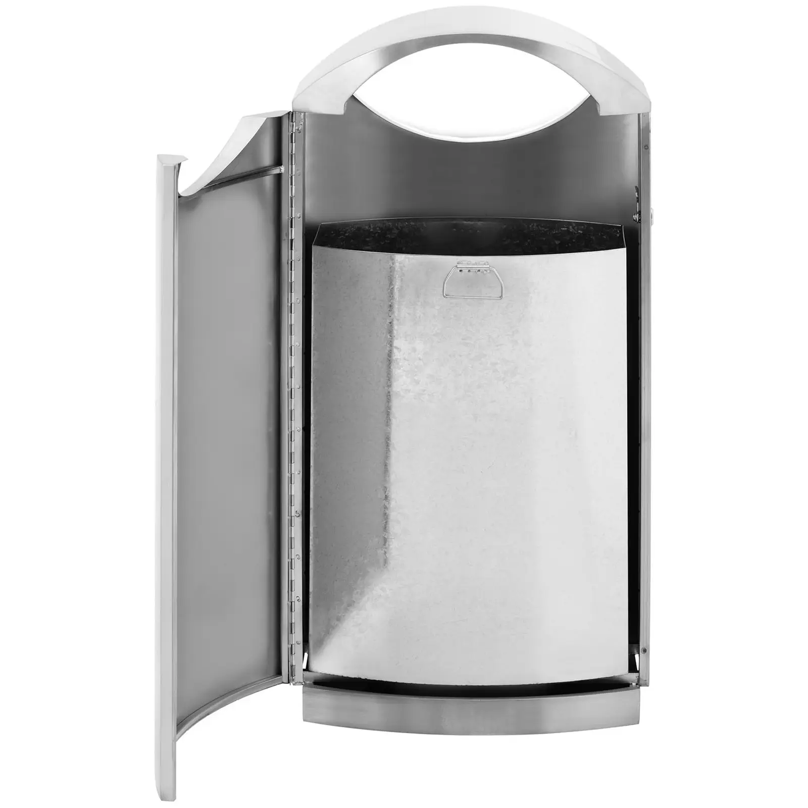 Abfalleimer - mit Dach und Tür - Edelstahl / verzinkter Stahl - silbern