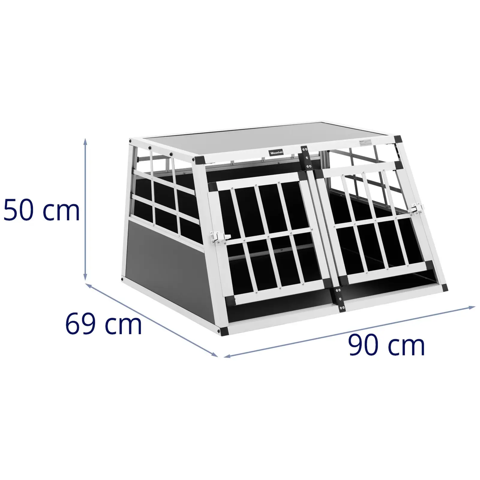 Hundetransportbox - Aluminium - Trapezform - 69 x 90 x 50 cm