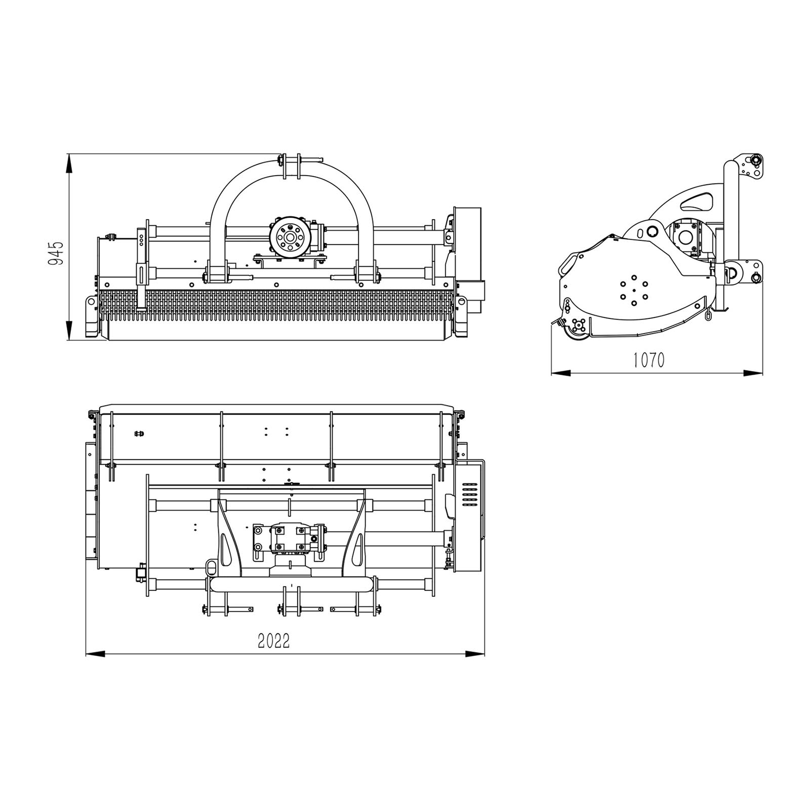 Schlegelmulcher - 1750 mm Arbeitsbreite - Dreipunktaufhängung (Kat. I/2) - selbst reinigende Walze