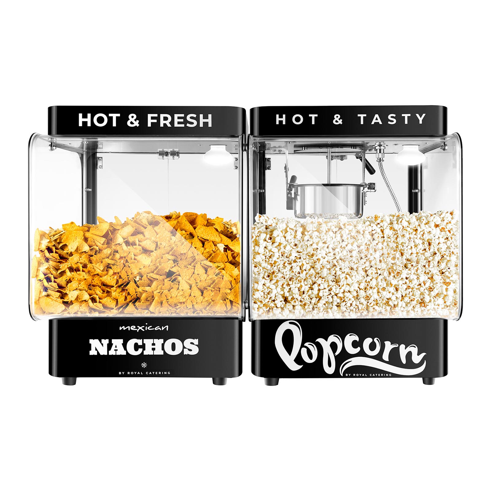Popcornmaschine und Nacho-Wärmer - 99 l - 4 - 5 kg/h - Royal Catering