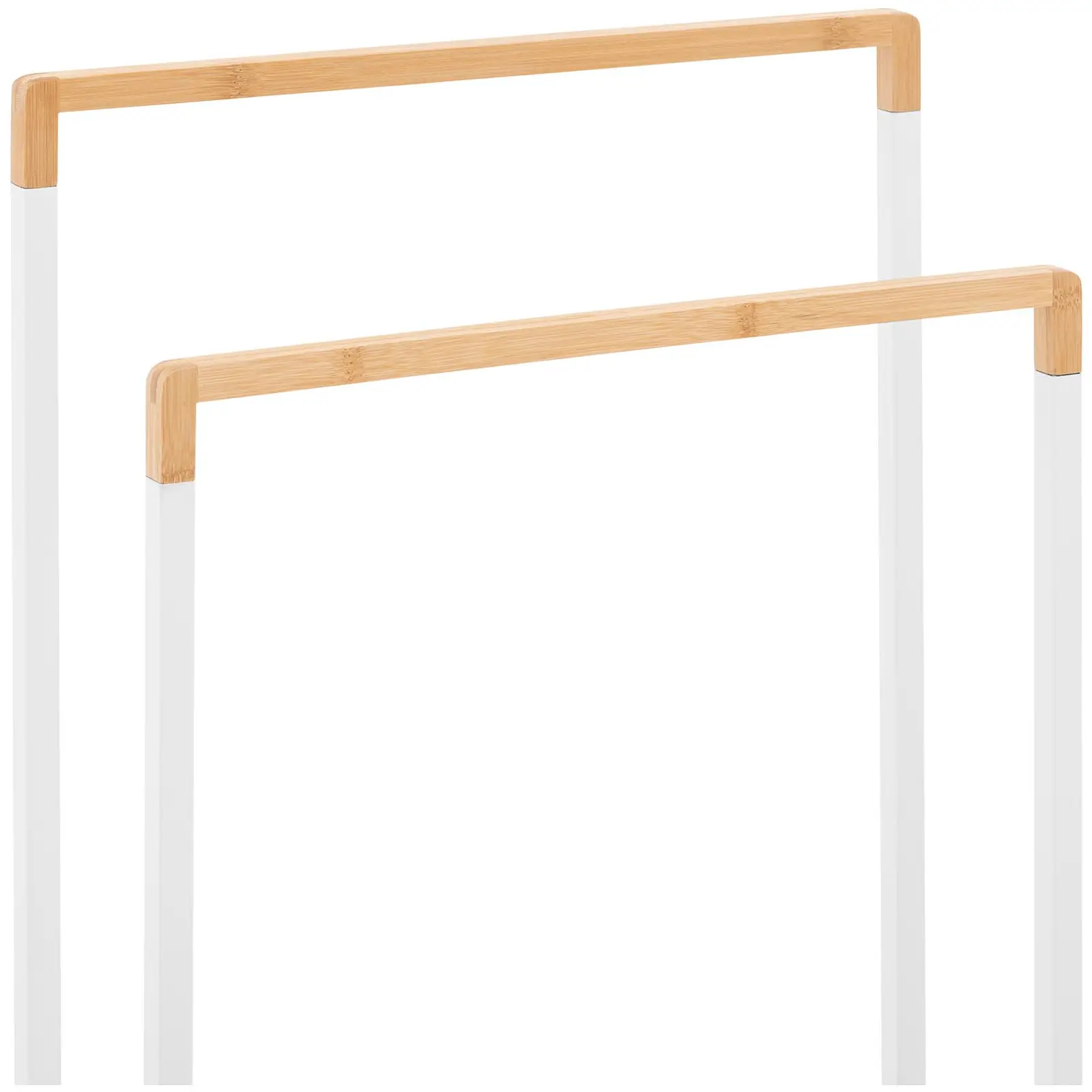Handtuchhalter - 2 Stangen - Bambus/weiß