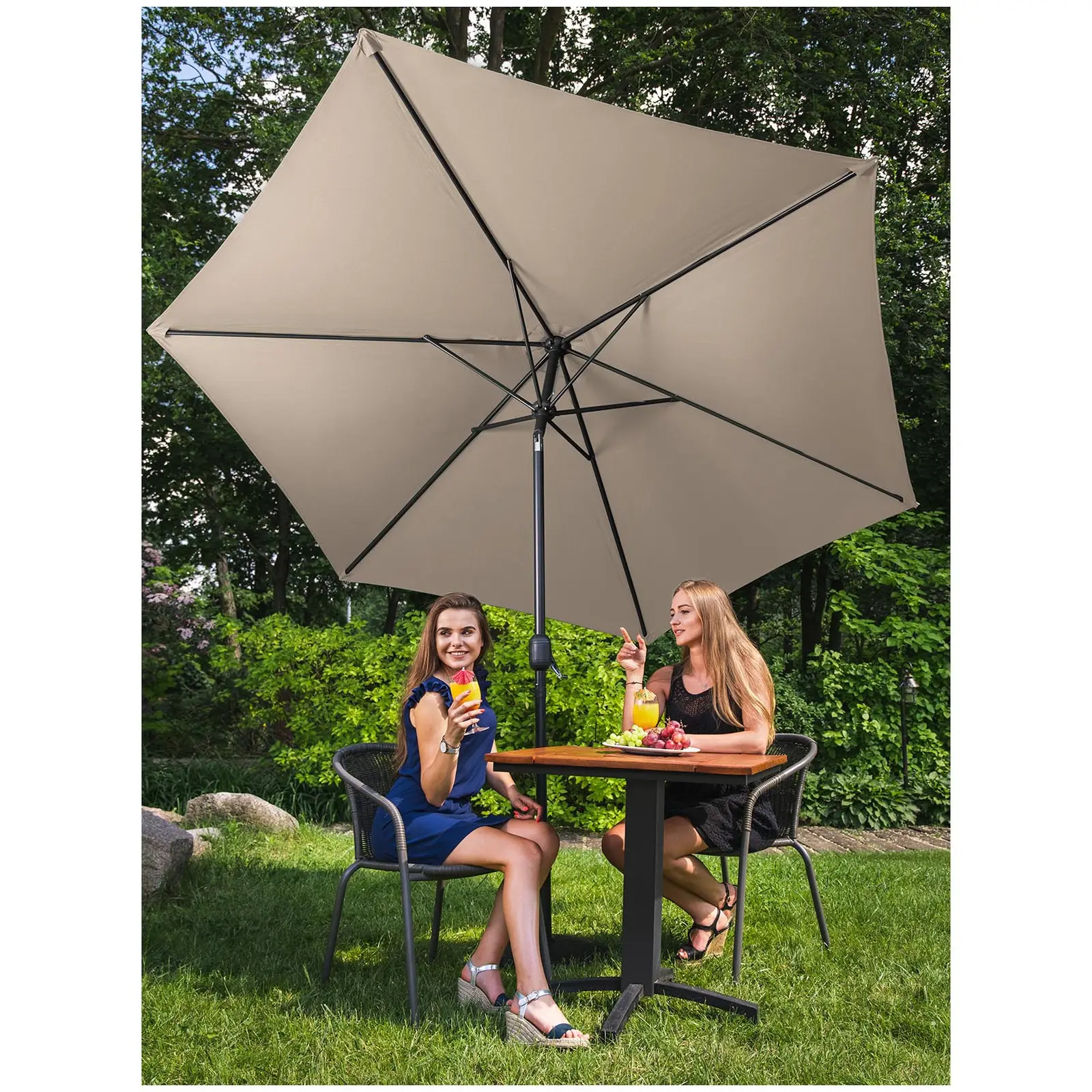 Sonnenschirm groß - cremefarben - sechseckig - Ø 270 cm - neigbar