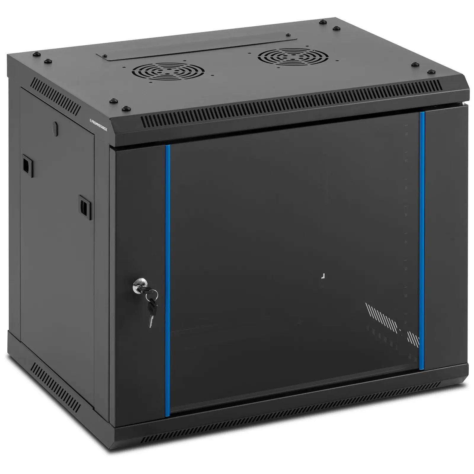 Serverschrank - 19 Zoll - 9 HE - abschließbar - bis 60 kg - Schwarz - abnehmbare Rückseite