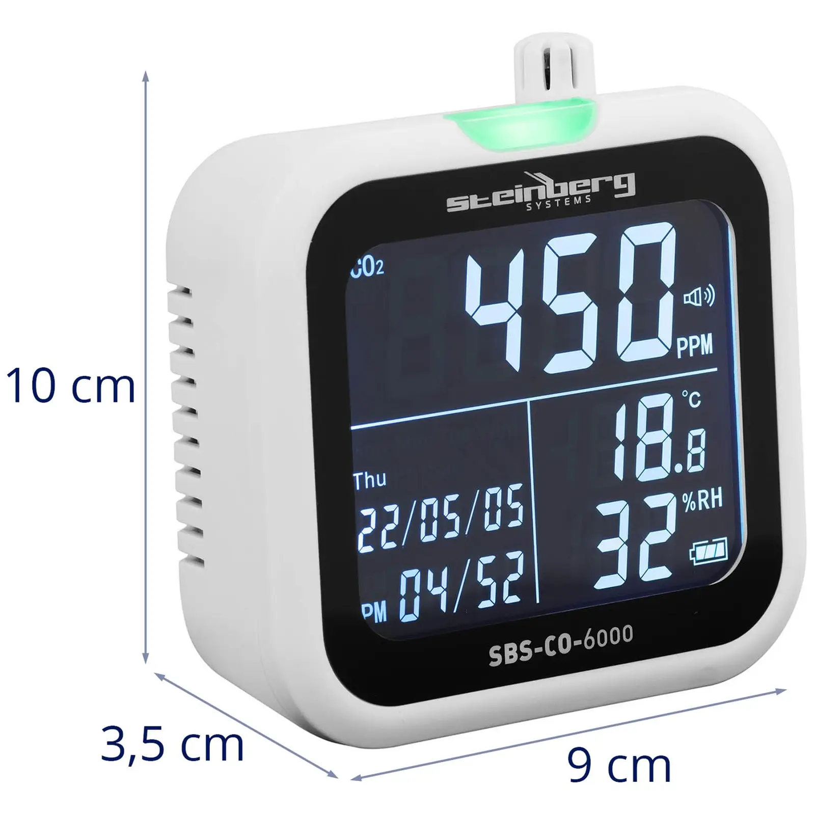 CO2 Messgerät - 400 - 6000 ppm - inkl. Temperatur und Luftfeuchtigkeit
