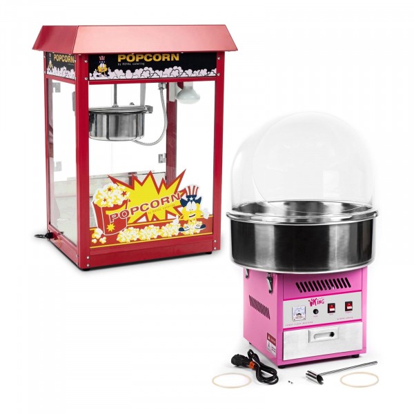 Set Popcornmaschine und Zuckerwattemaschine - 1.600 W / 1.200 W - Spuckschutz
