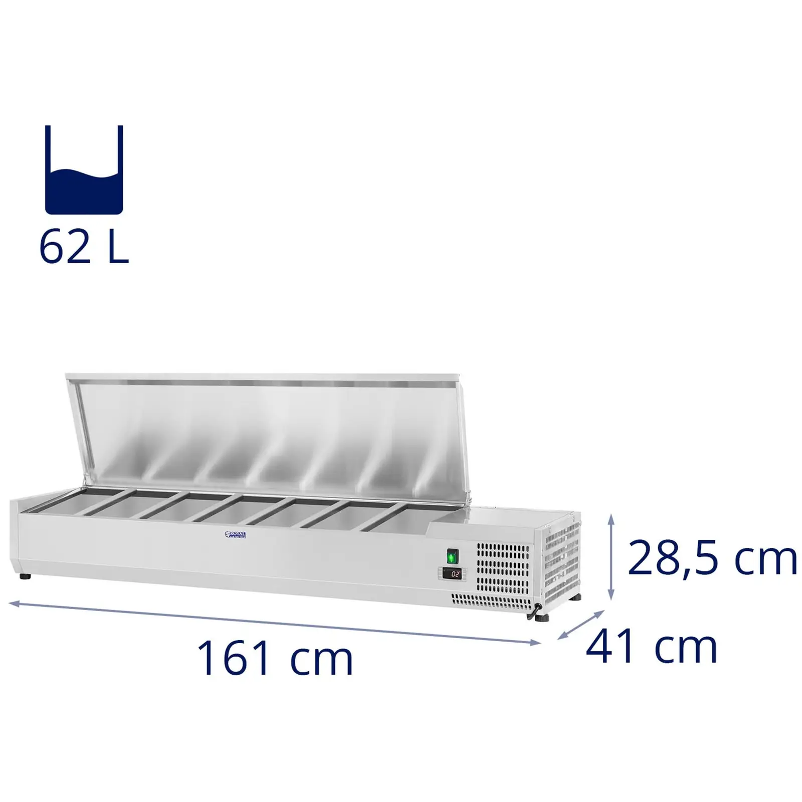Kühlaufsatzvitrine - 160 x 39 cm - 7 GN 1/3 Behälter
