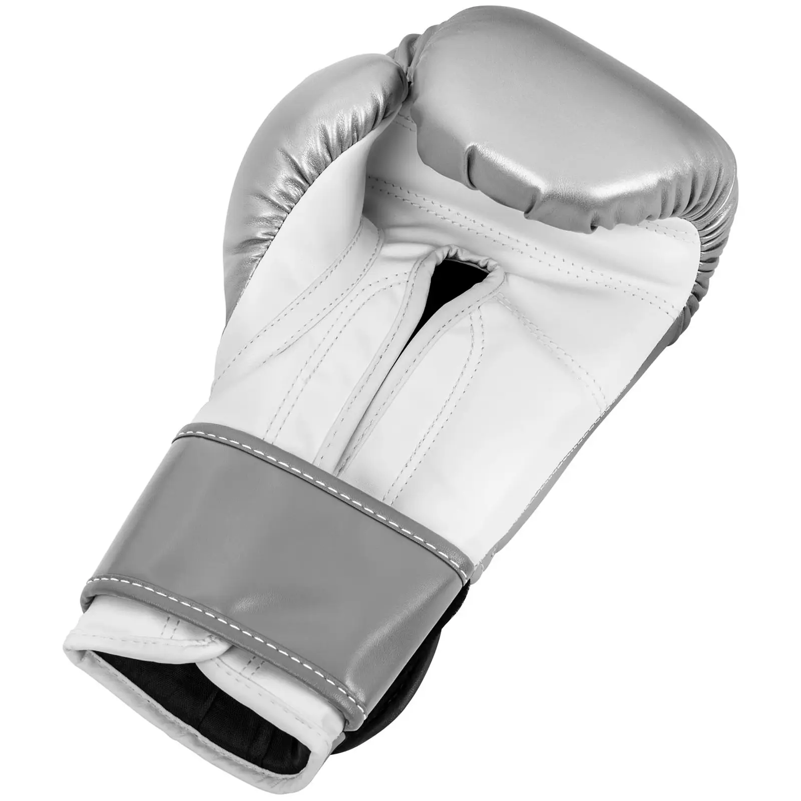 Boxhandschuhe - 12 oz - metallic-silbern und weiß