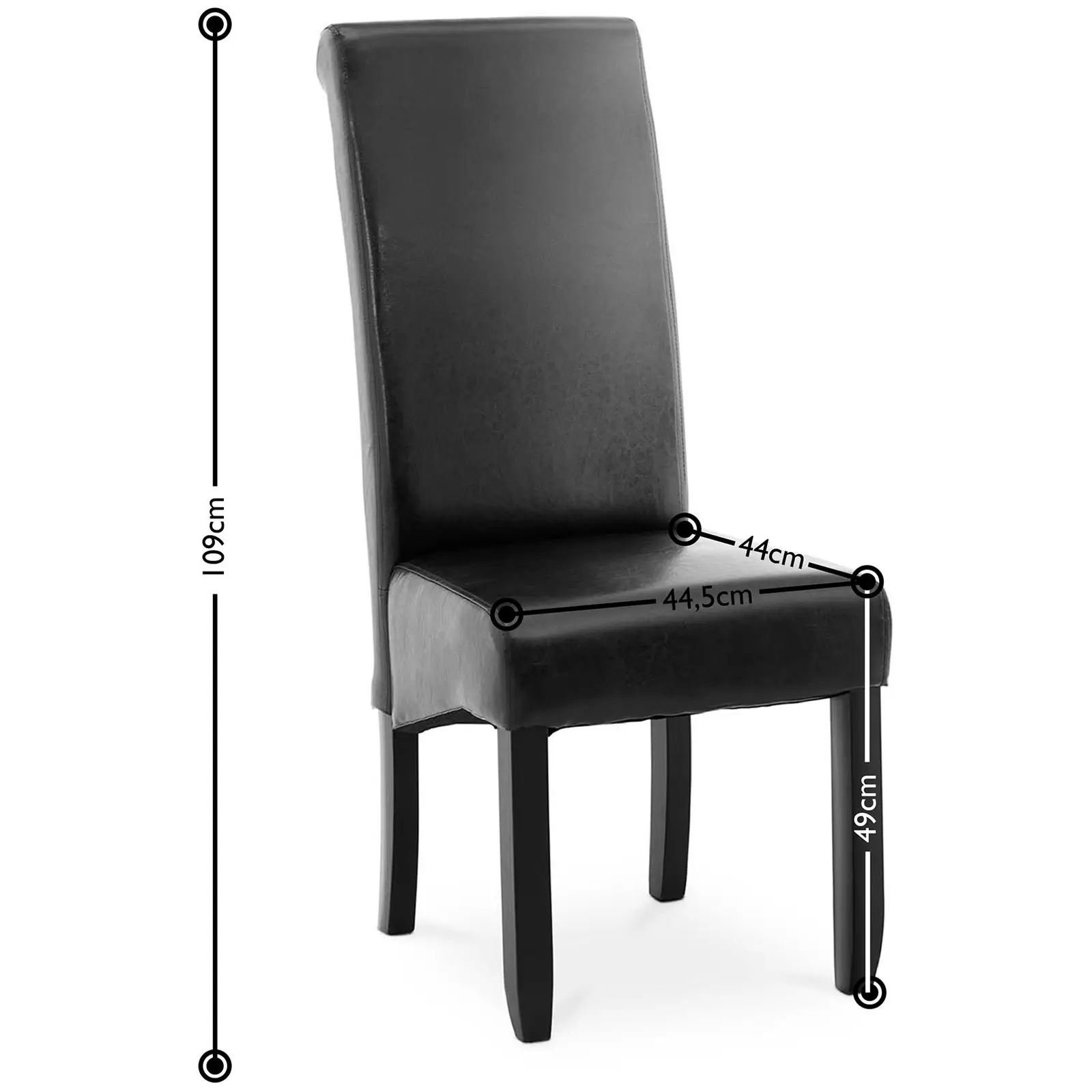 Polsterstuhl - 2er Set - bis 180 kg - Sitzfläche 44,5 x 44 cm - schwarz