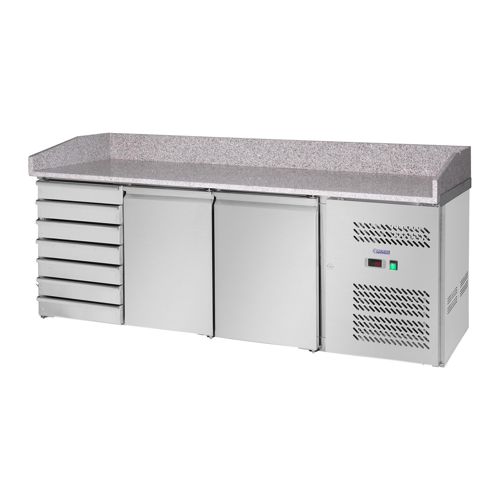 Kühltisch - 580 L - Granitarbeitsplatte - 2 Türen