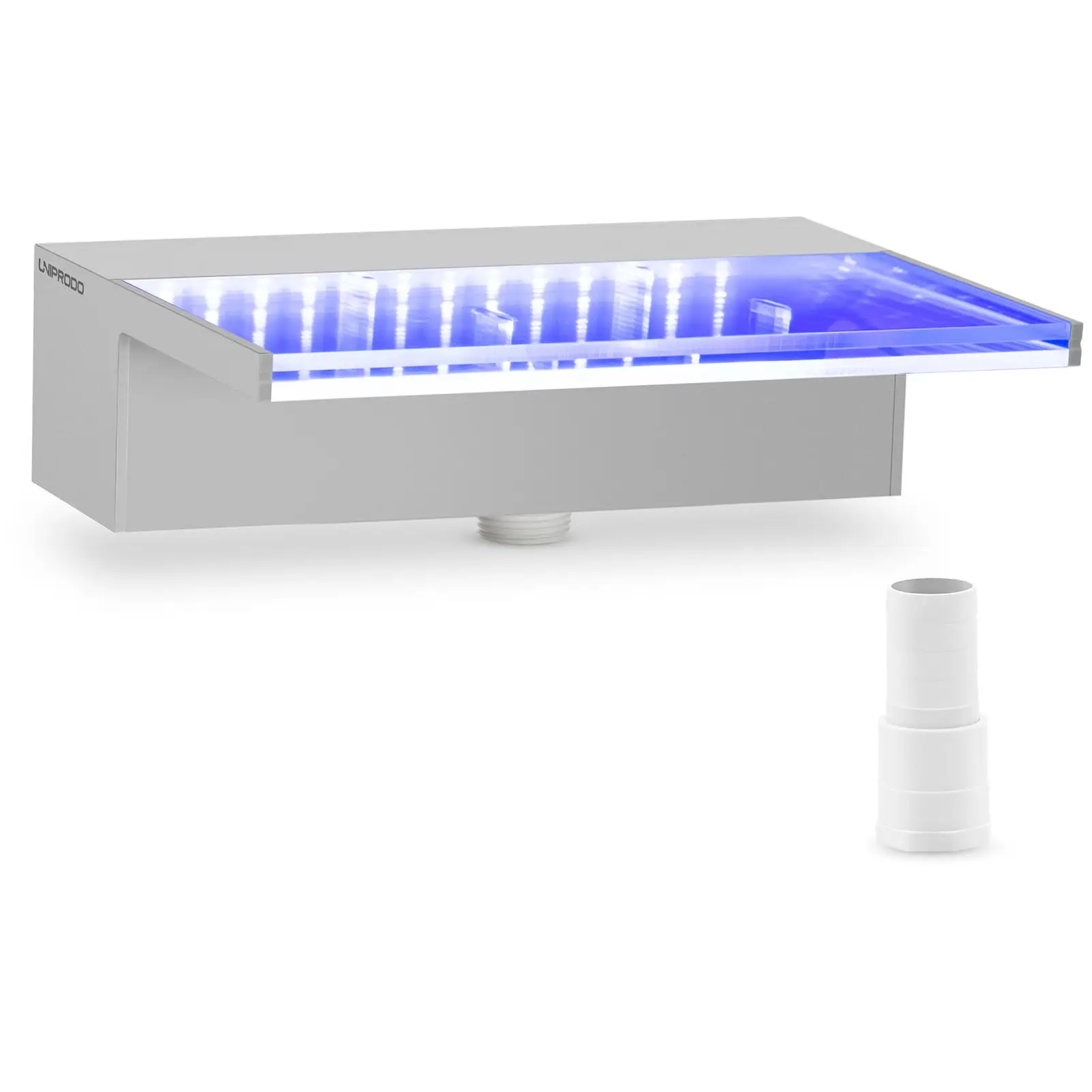 Schwalldusche - 30 cm - LED-Beleuchtung - Blau / Weiß - 135 mm Wasserauslauf