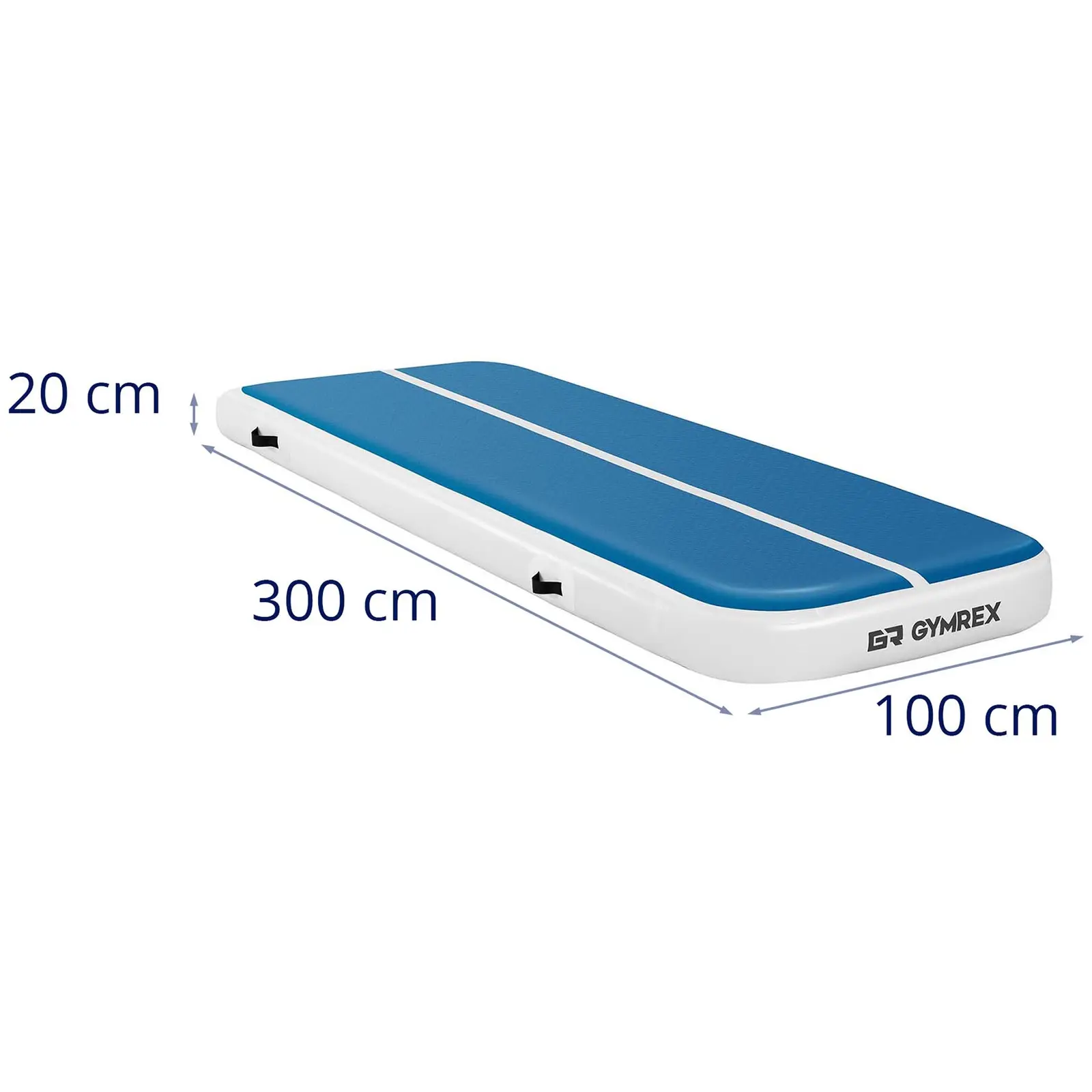 Aufblasbare Turnmatte - 300 x 100 x 20 cm - 150 kg - blau/weiß