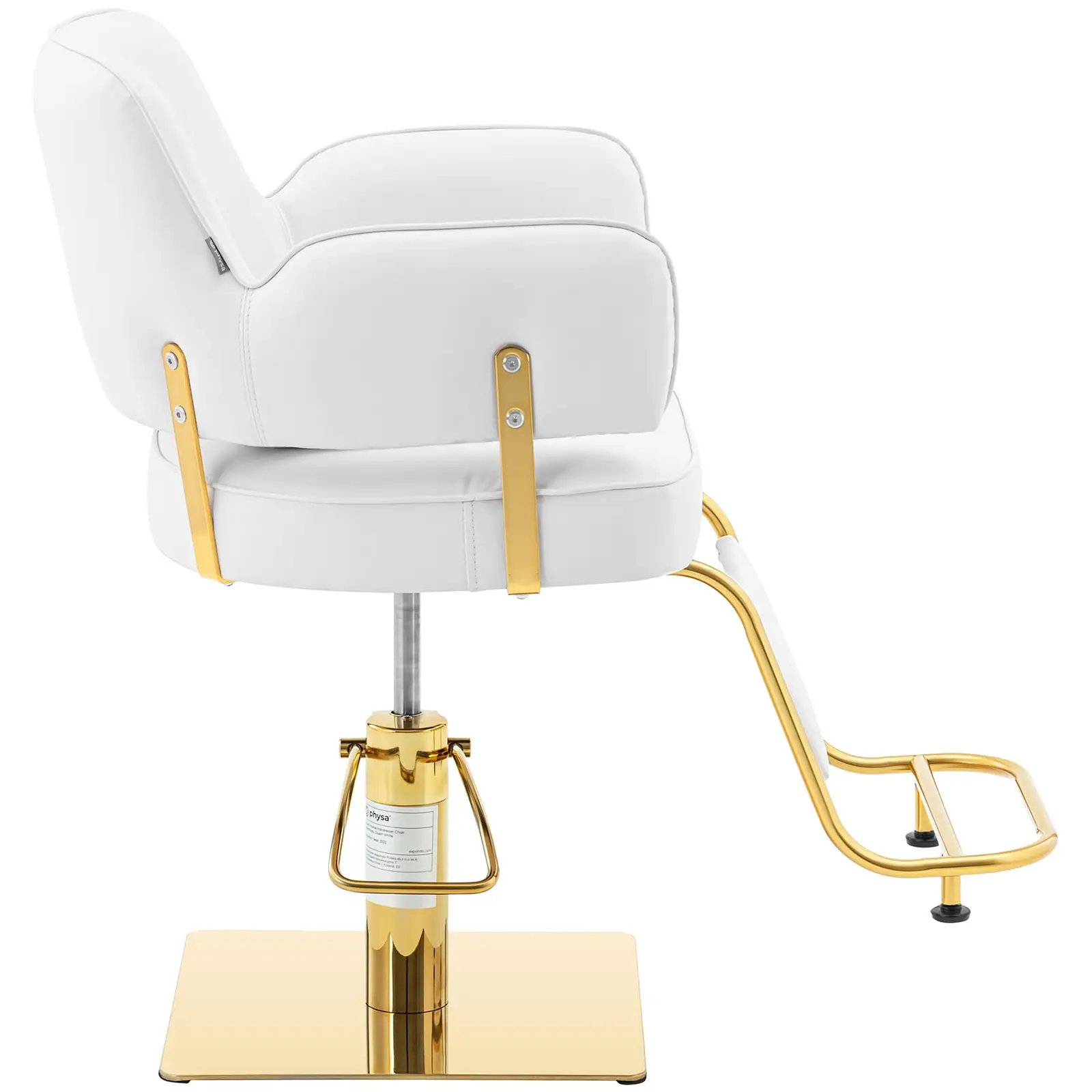 Friseurstuhl mit Fußstütze - 890 - 1020 mm - 200 kg - Golden, Weiß