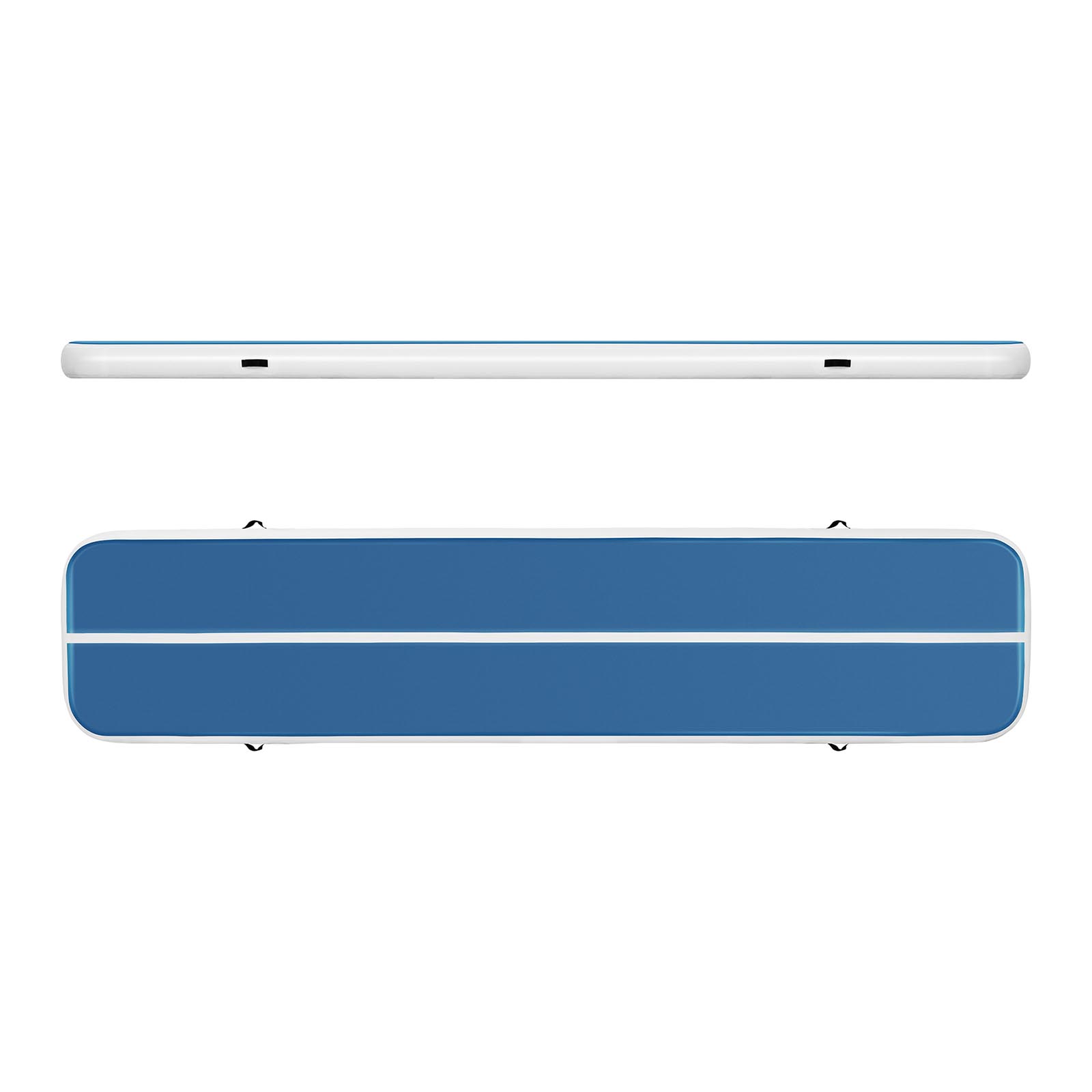 Set Aufblasbare Turnmatte inklusive Luftpumpe - 500 x 100 x 20 cm - 250 kg - blau/weiß
