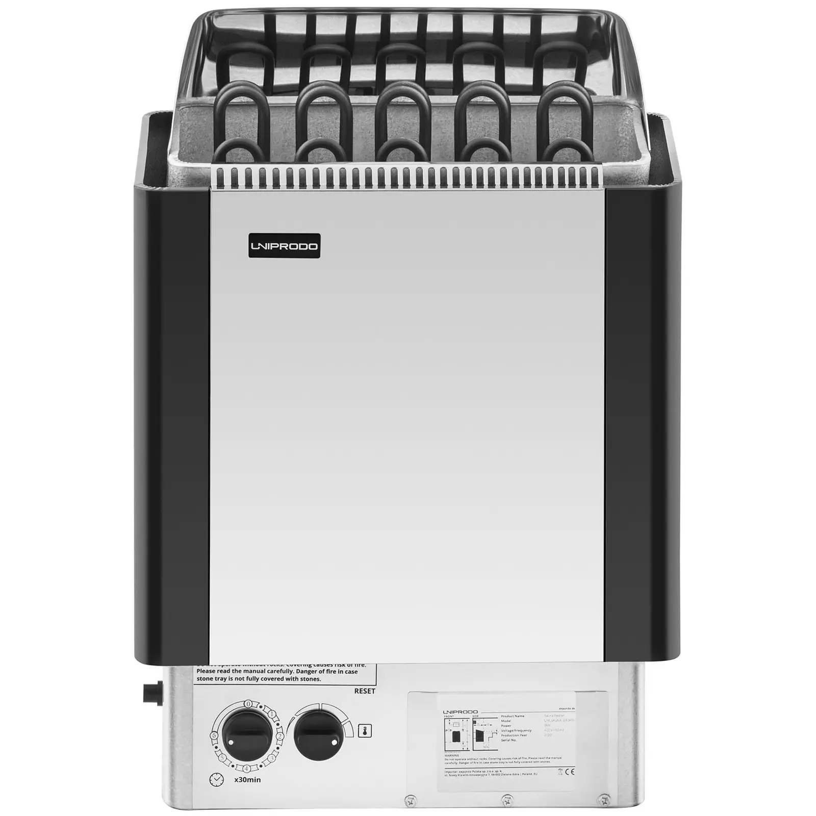 Saunaofen - 9 kW - 30 bis 110 °C - inkl. Steuerung