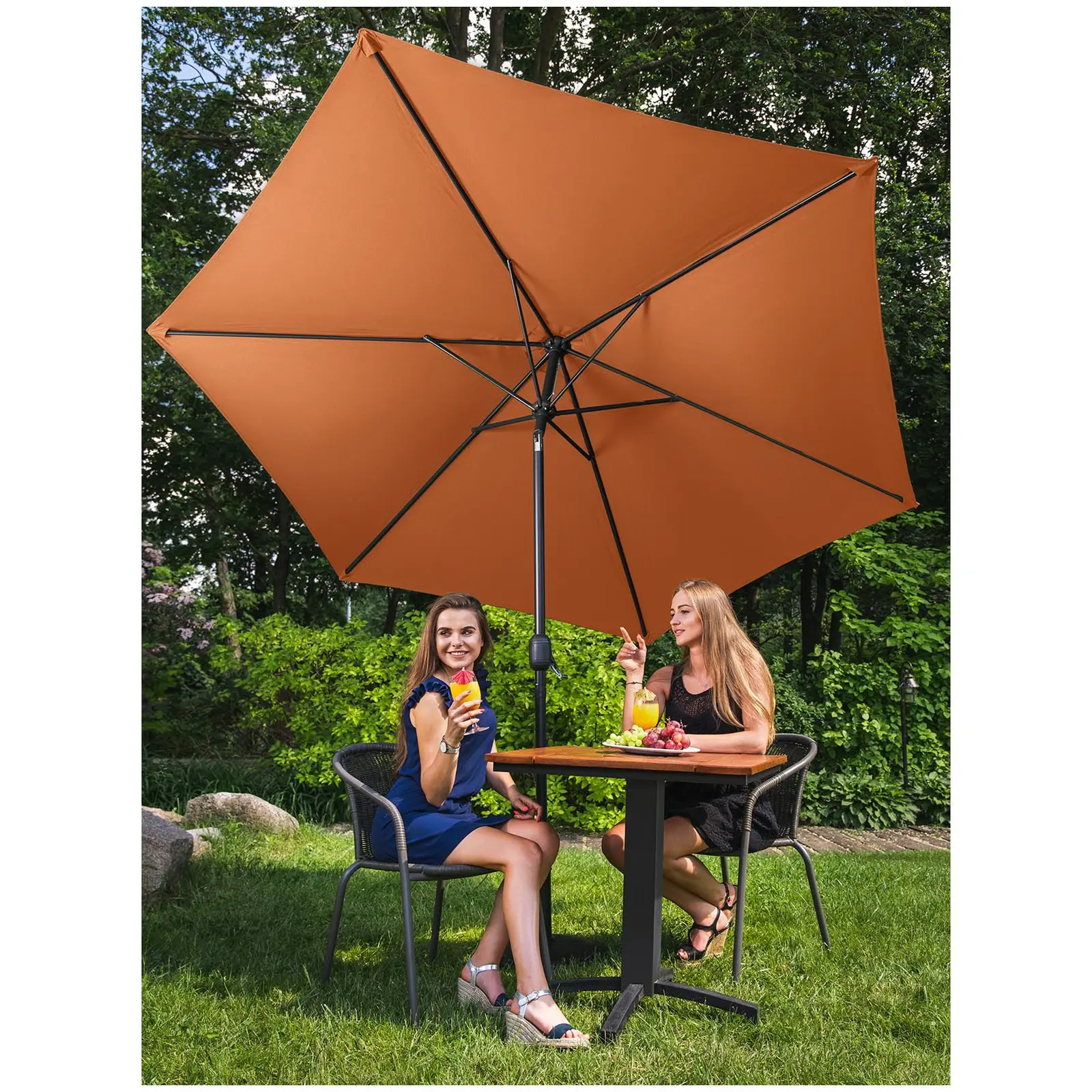 Sonnenschirm groß - orange - sechseckig - Ø 270 cm - neigbar