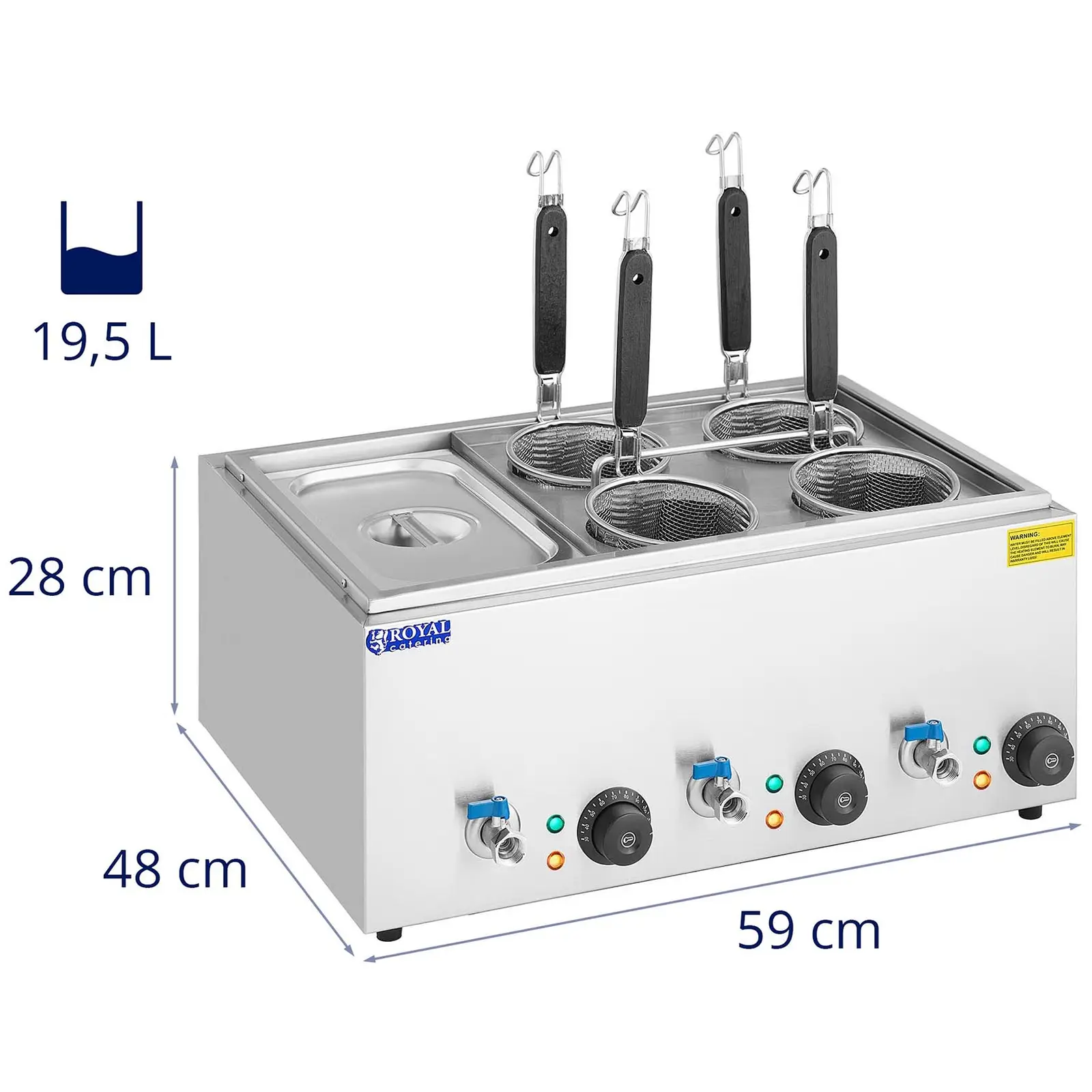 Nudelkocher mit 4 Körben und GN 1/3 Behälter - Temperatur: 30 - 110 °C