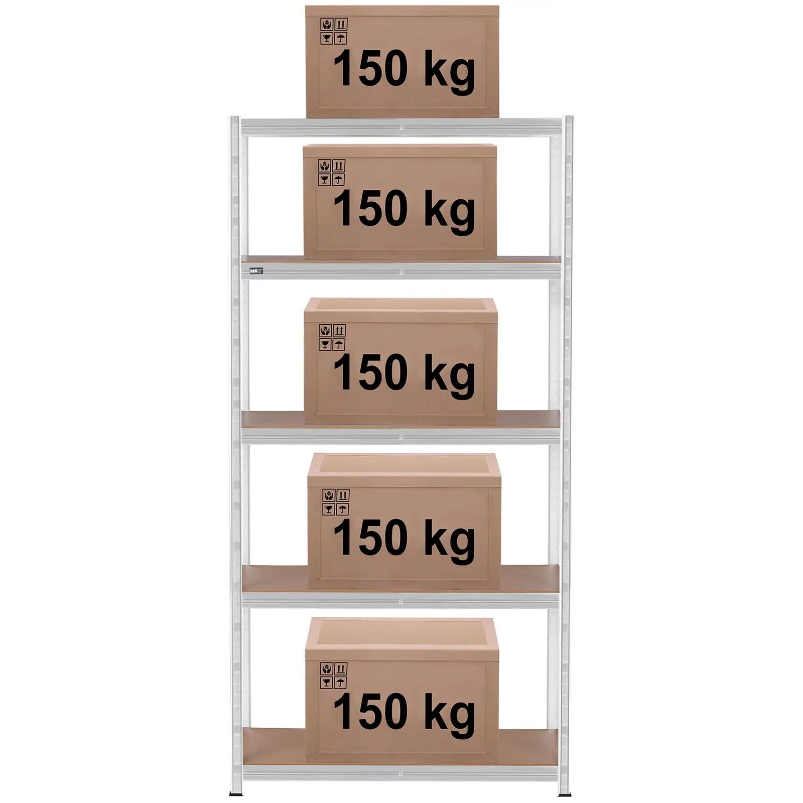 Schwerlastregal - 100 x 50 x 197 cm - für 5 x 150 kg - Grau