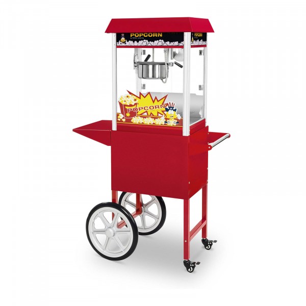 Set Popcornmaschine mit Wagen - 1.495 W - Retro-Design - rot