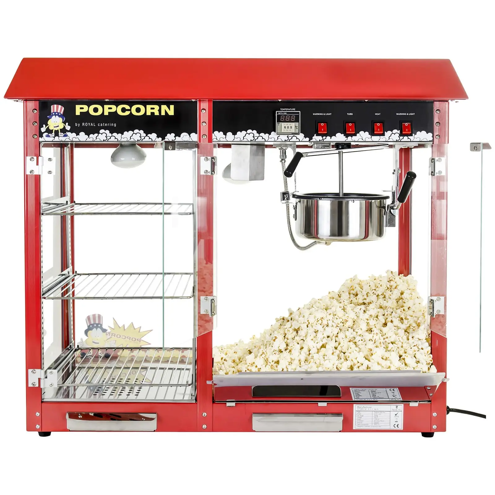 Popcornmaschine mit beheizter Auslage - rot