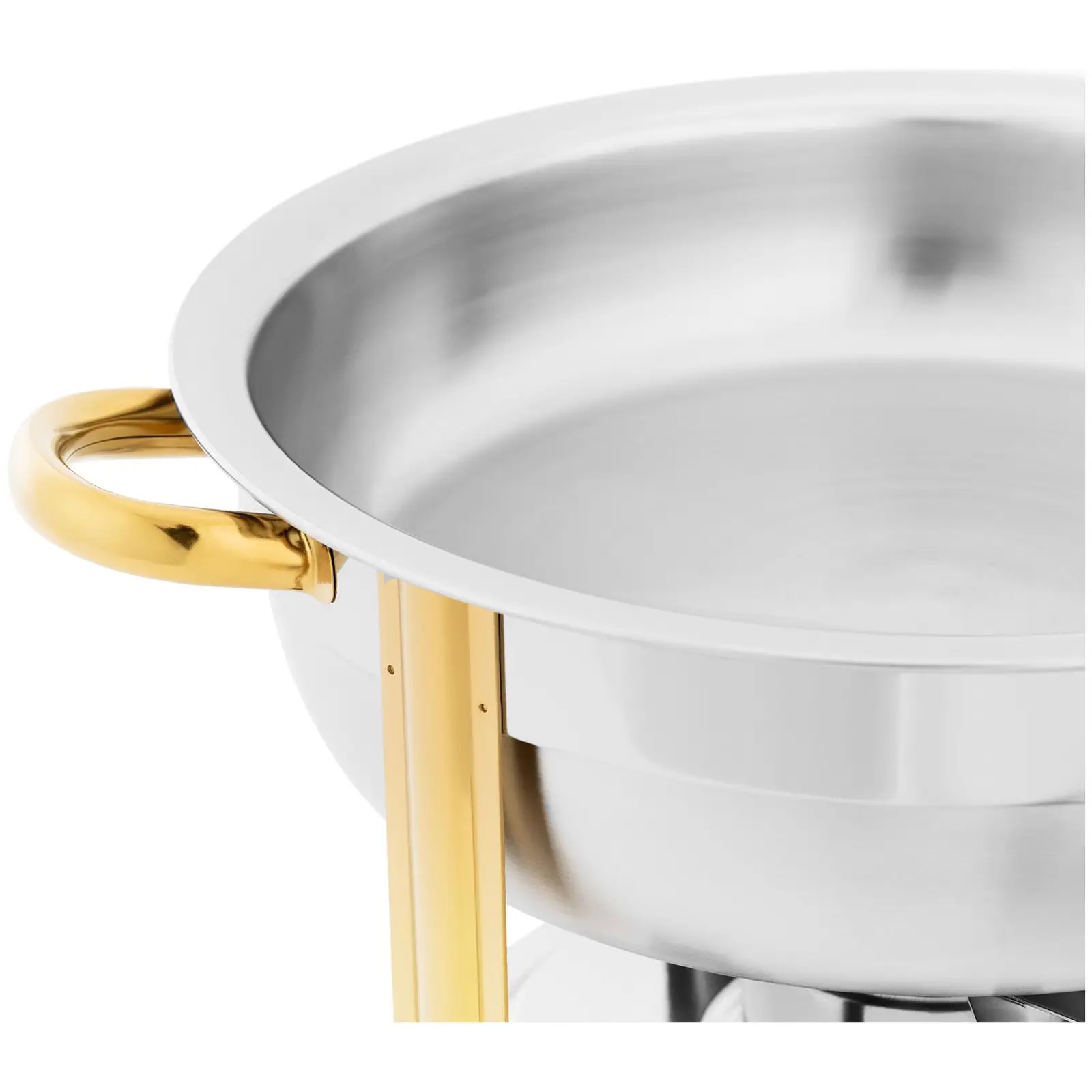 Chafing Dish - rund - Goldakzente - 4,5 L - 1 Brennstoffzelle - Füße klappbar - Royal Catering