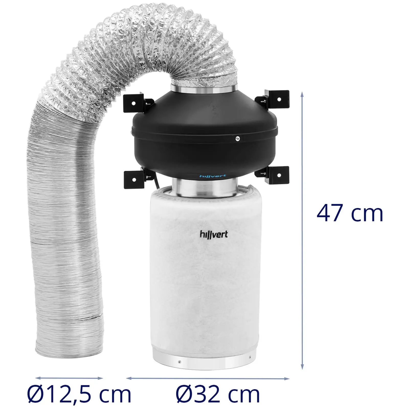 Abluftset - Aktivkohlefilter / Rohrventilator / Abluftschlauch - Ø 130 mm Auslass