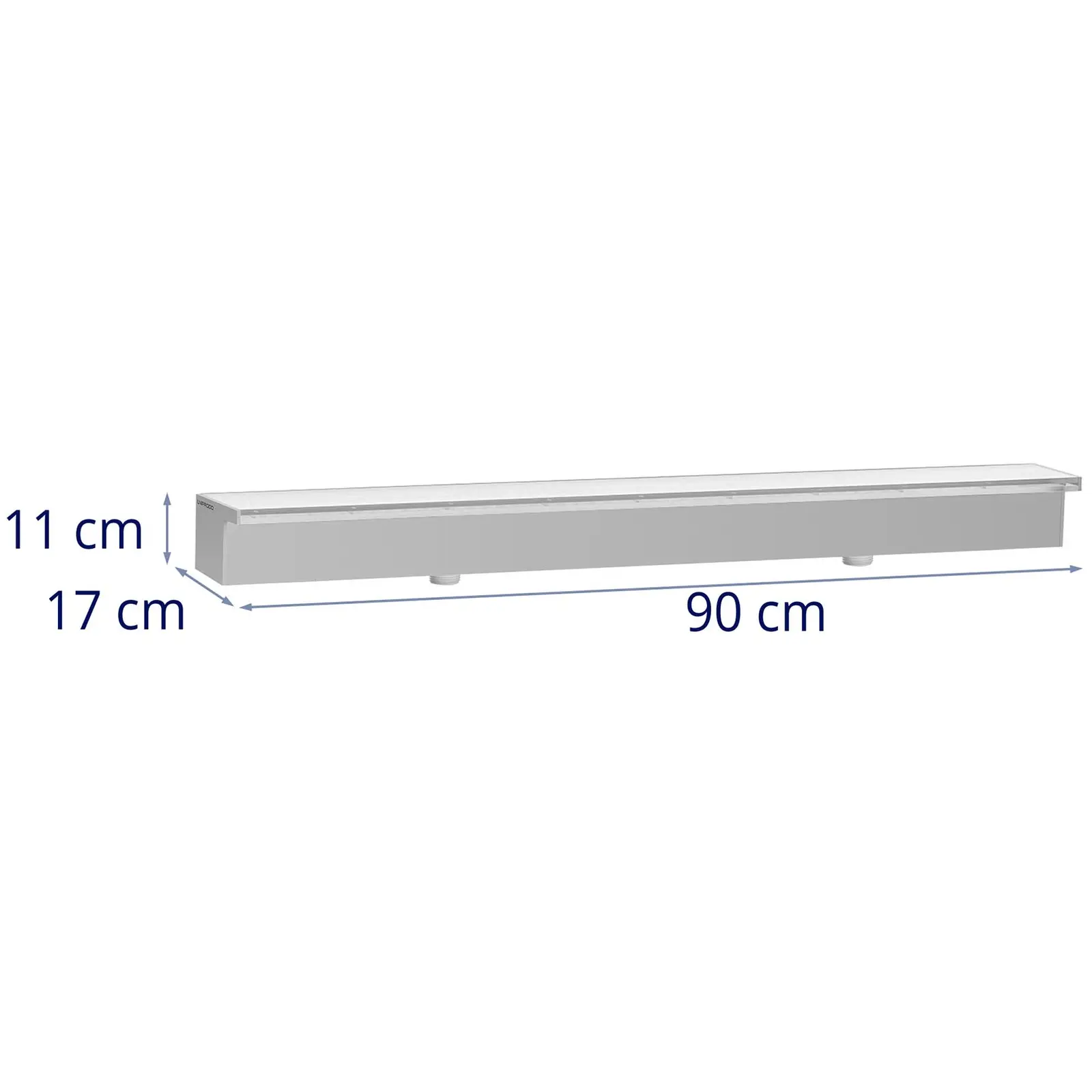Schwalldusche - 90 cm - LED-Beleuchtung - Blau / Weiß - 30 mm Wasserauslauf