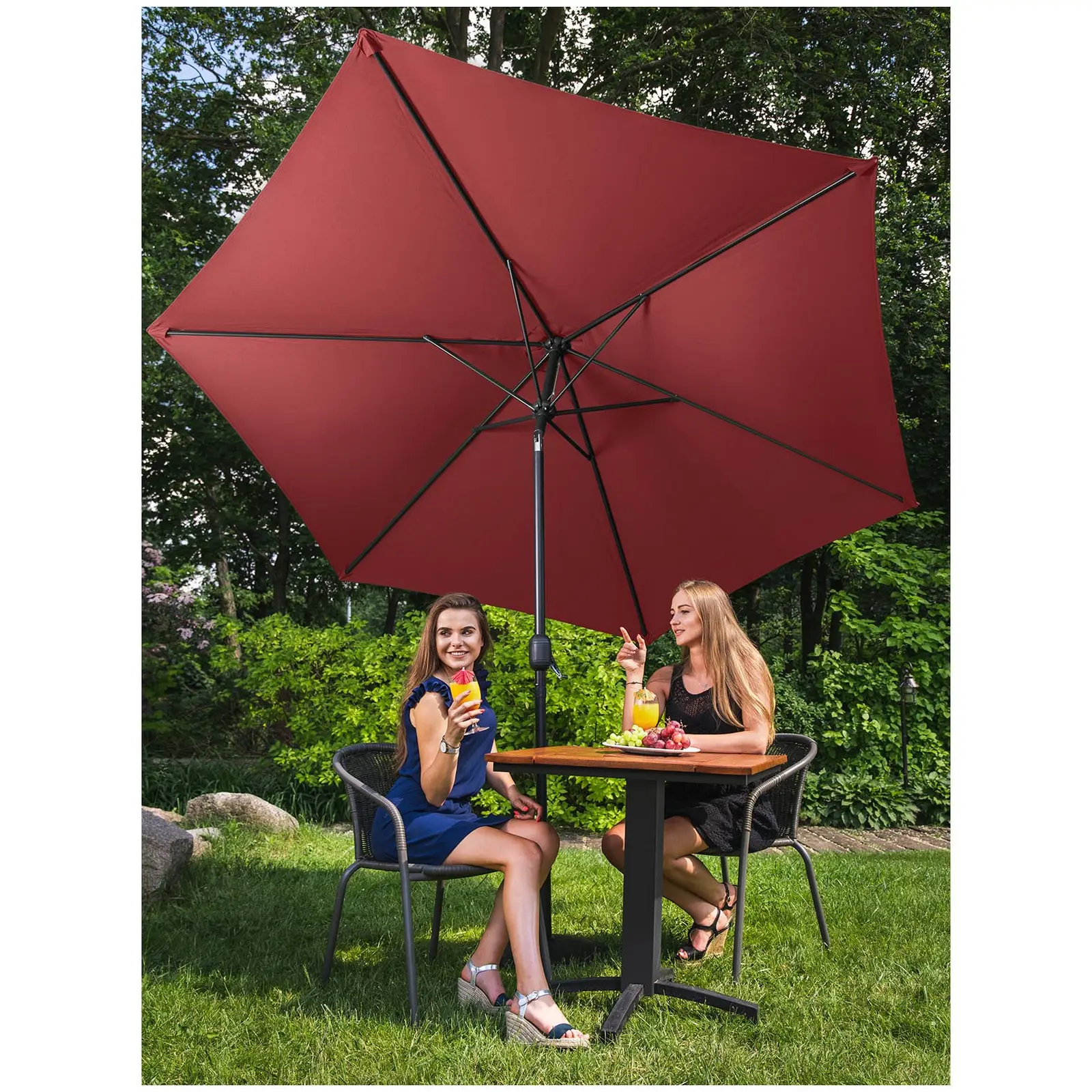 Sonnenschirm groß - bordeaux - sechseckig - Ø 300 cm - neigbar