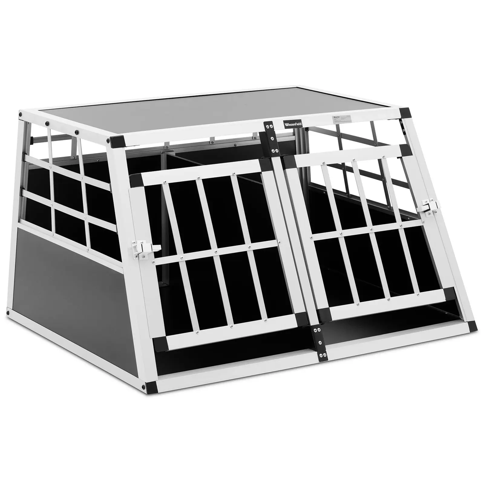 Hundetransportbox - Aluminium - Trapezform - 70 x 90 x 50 cm - mit Trenner