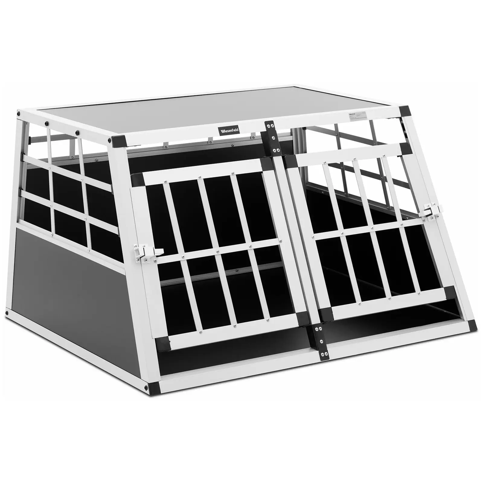 B-Ware Hundetransportbox - Aluminium - Trapezform - 69 x 90 x 50 cm